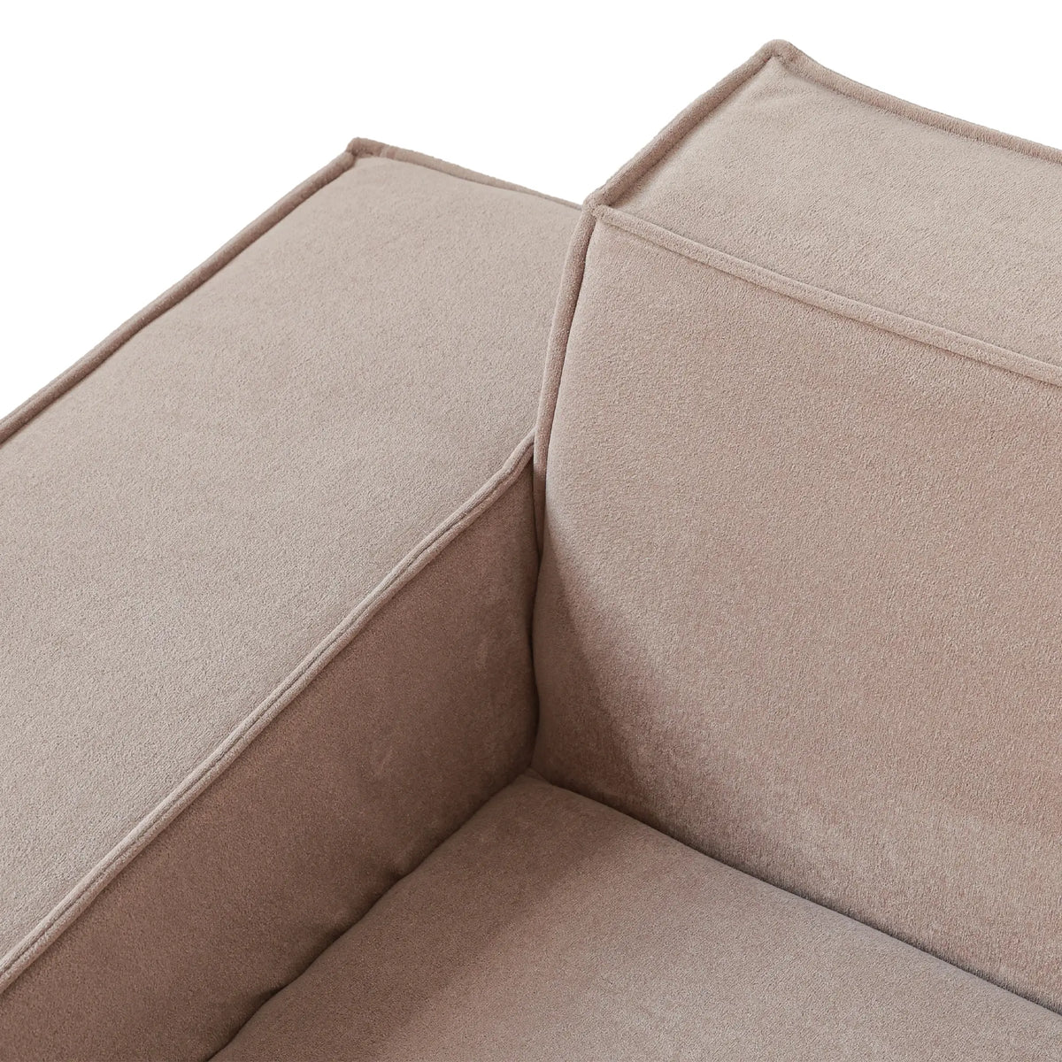 Matrix 2-Seater Brown Modular Chaise Sectional | 3-Piece (includes 1 Ottoman), Cloud Velvet Fabric, Small Space