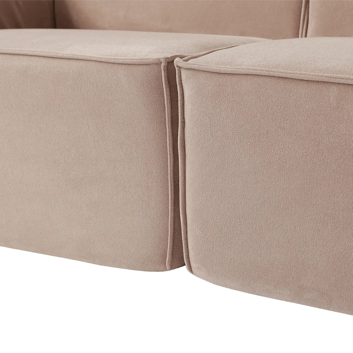 Matrix 2-Seater Brown Modular Chaise Sectional | 3-Piece (includes 1 Ottoman), Cloud Velvet Fabric, Small Space