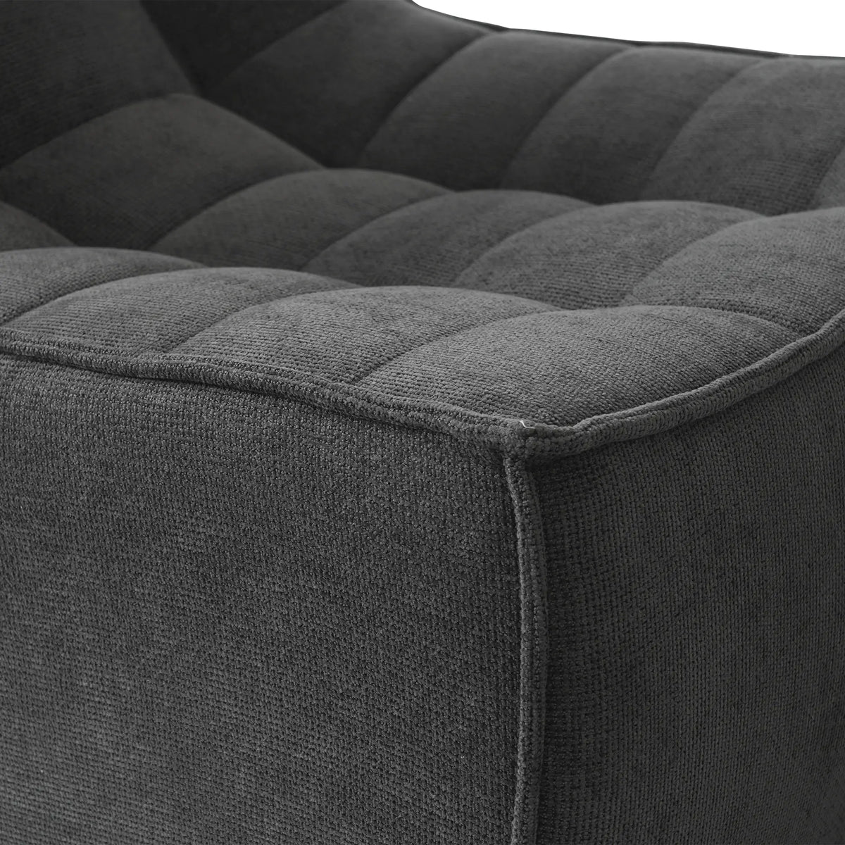 Essential Classic Floor Sofas | 3-Piece Black Chenille and Linen Sofa Sets 6-Seater