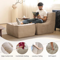 Essential Classic Floor Sofas | Khaki Chenille and Linen Couch Sectionals 6-seaters