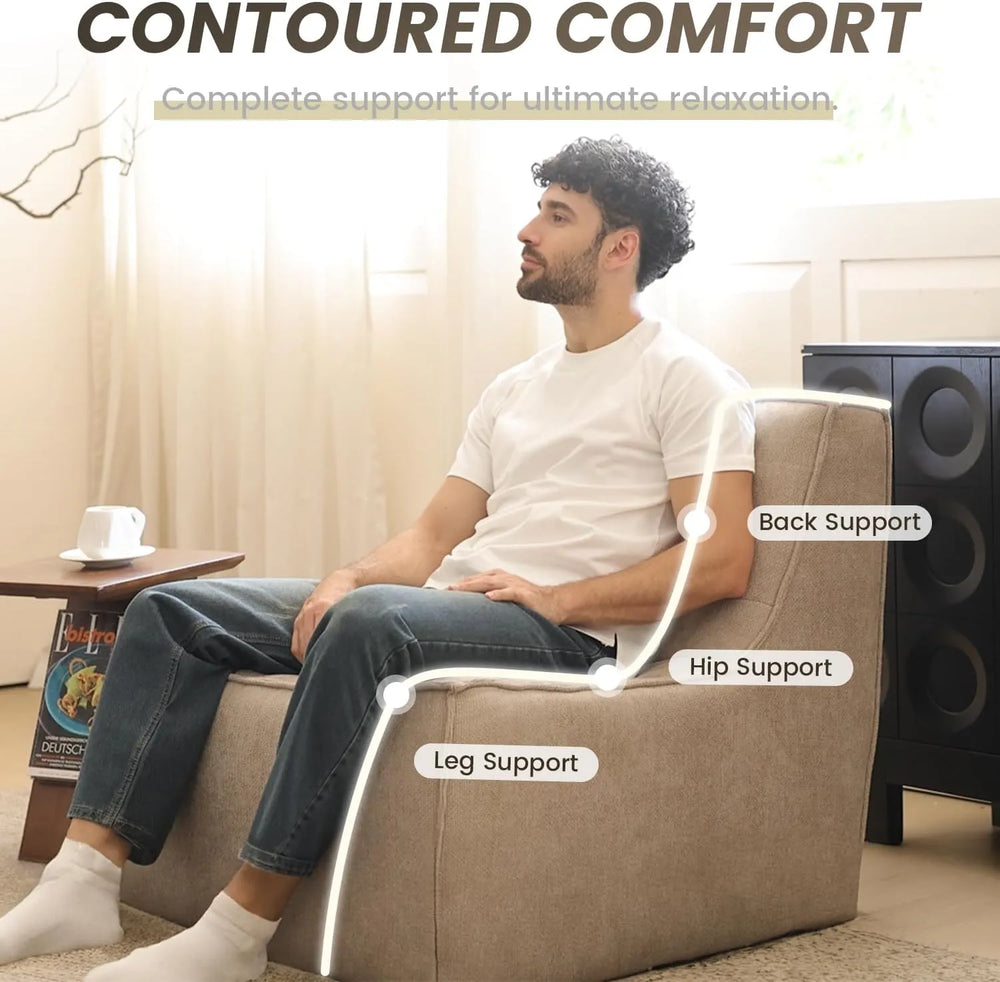 Essential Classic Floor Sofas | Khaki Chenille and Linen Couch Sectionals 6-seaters