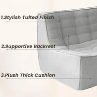 Essential Classic Floor Sofas | Light Grey Chenille and Linen Couch Sectionals 6-seaters
