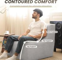 Essential Classic Floor Sofas | Light Grey Chenille and Linen Couch Sectionals 6-seaters