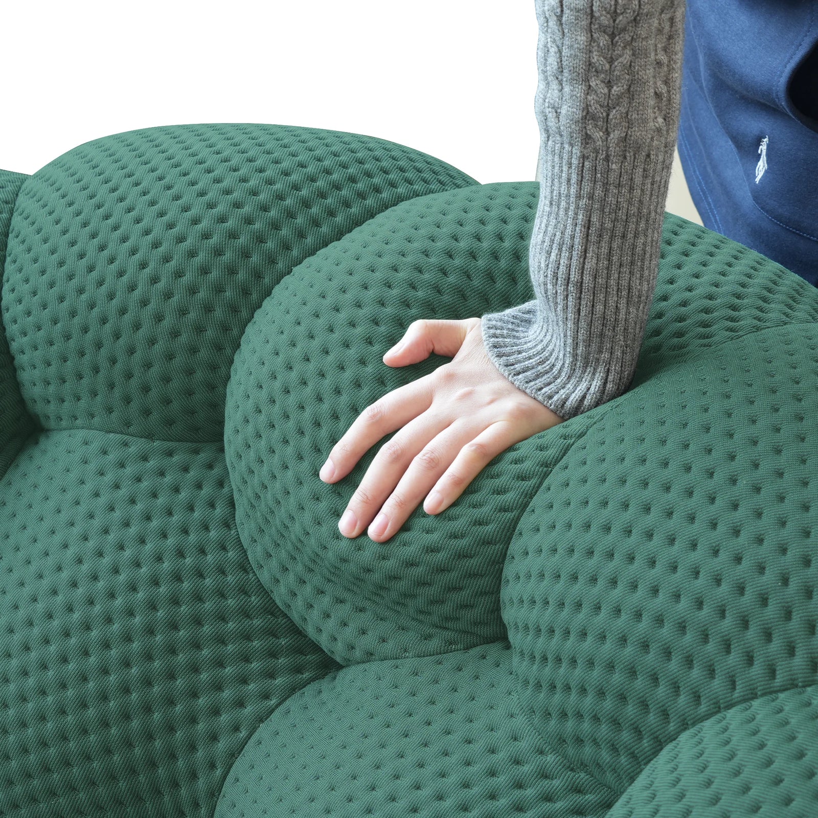 Juego de sofás esencial de 6 asientos de tela 3D-Knitted verde | 3 piezas, tela 3D-Knitted, ideal para apartamentos