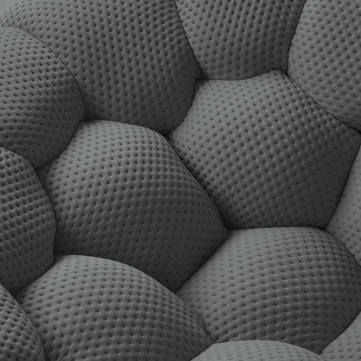 Sofás Essential Arc Boneless | Conjunto de sofás grises de 3 piezas con tejido de punto 3D de 4 plazas y 1 otomana