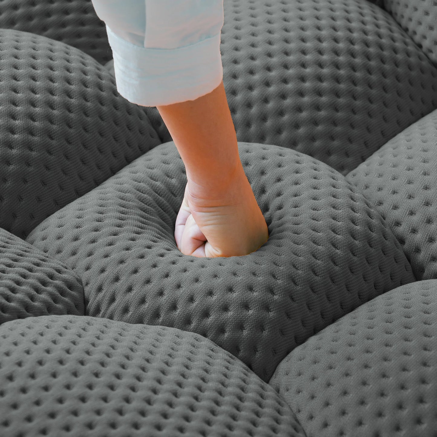 Sofás Essential Arc Boneless | Seccionales de 2 piezas en forma de L, 4 plazas, de tejido de punto 3D, color gris