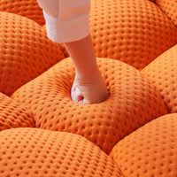 Sofás Essential Arc Boneless | Conjunto de sofás naranjas de 3 piezas con tejido de punto 3D, 5 plazas y 1 otomana