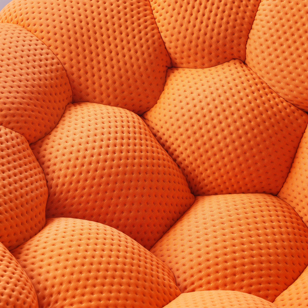Sofás Essential Arc Boneless | Conjunto de sofás naranjas de 3 piezas con tejido de punto 3D, 5 plazas y 1 otomana