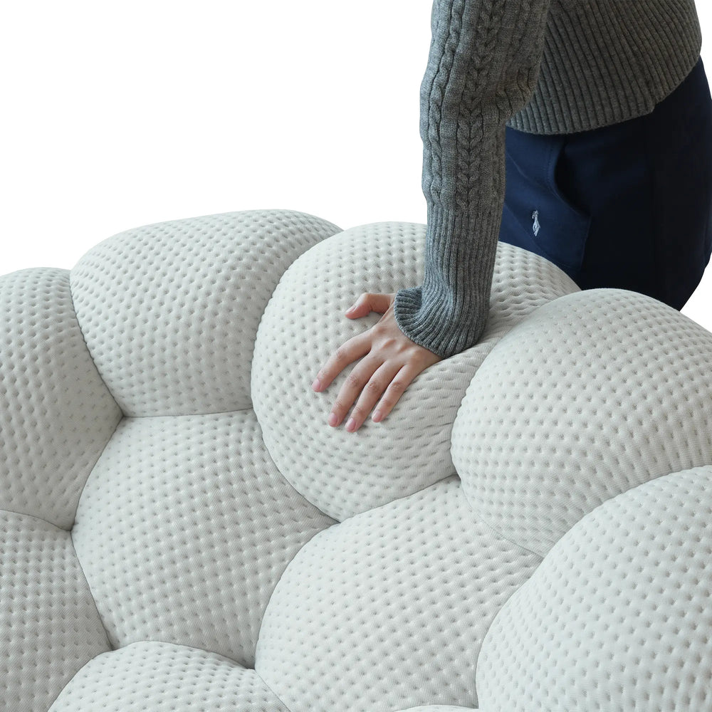 Essential Floor Sofas | Light Grey 3D Knitted Fabric Couch Sectionals 3-seaters