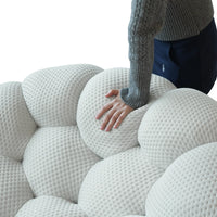Essential Floor Sofas | Light Grey 3D Knitted Fabric Couch Sectionals 3-seaters