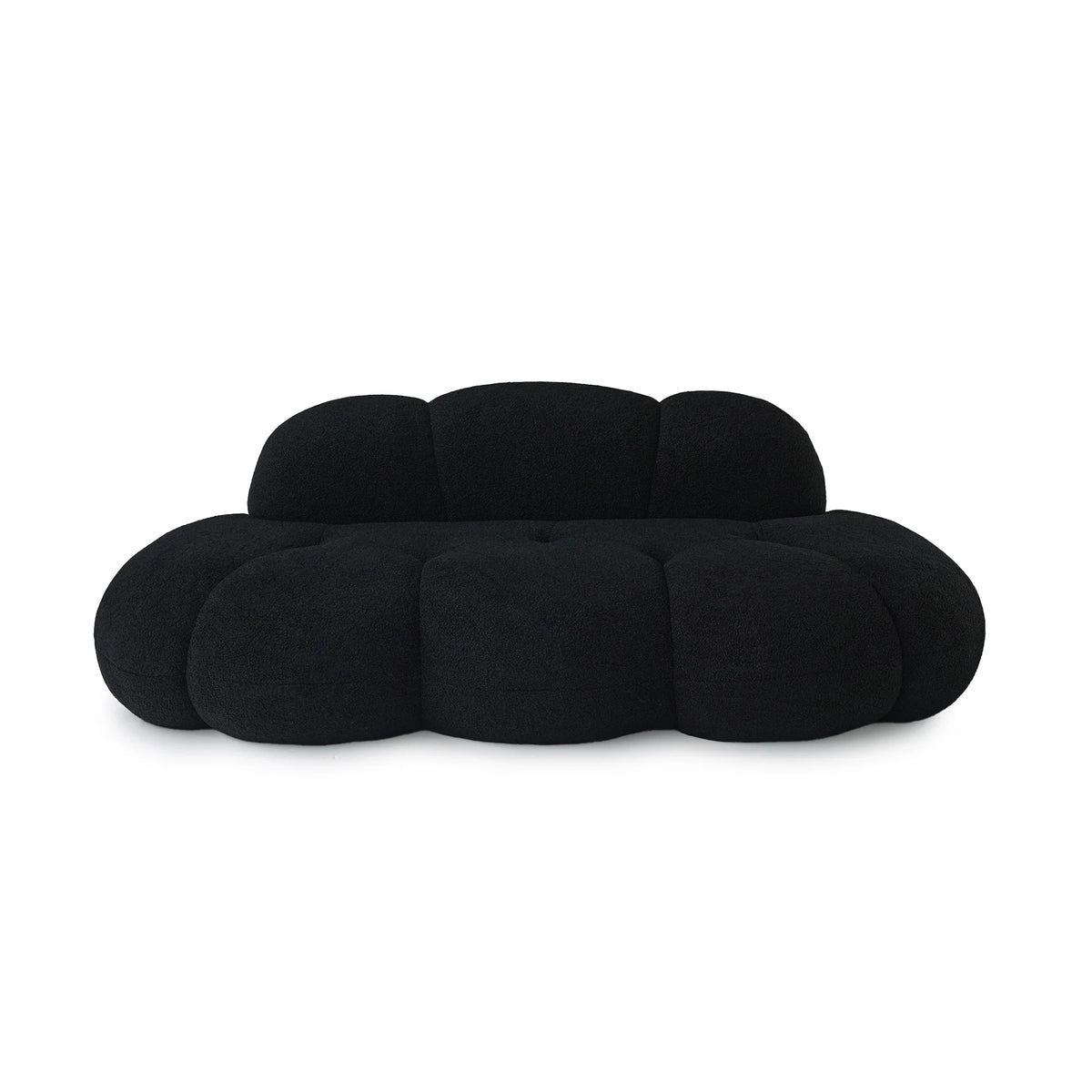 Essential 3-Seater black Teddy Velvet Couch Sectionals | 1-Piece, Teddy Velvet Fabric, Apartment Friendly