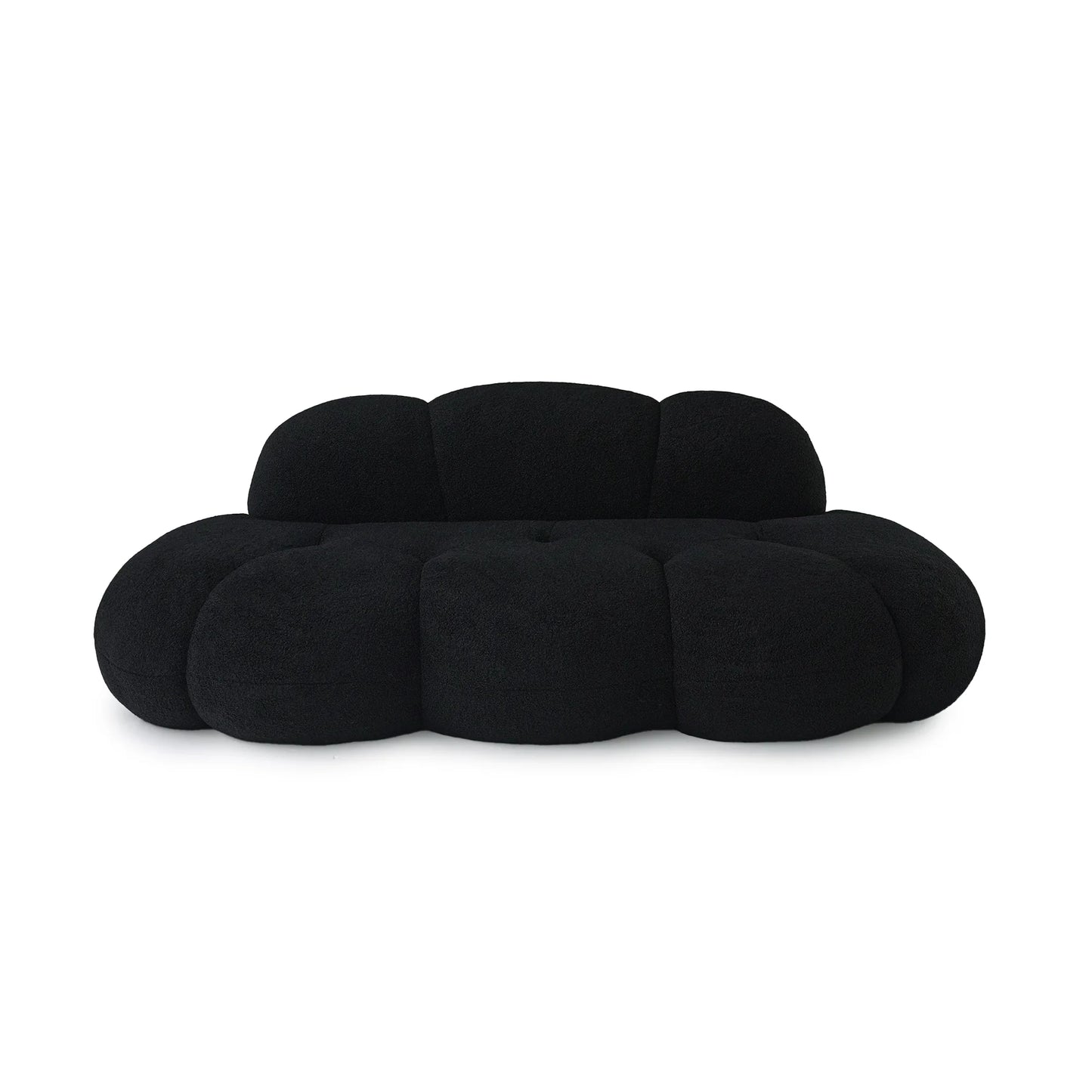 Essential Cloud Boneless Sofas | 1-Piece Teddy Velvet Black Loveseats 3-Seater