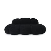 Essential Cloud Boneless Sofas | 1-Piece Teddy Velvet Black Loveseats 3-Seater