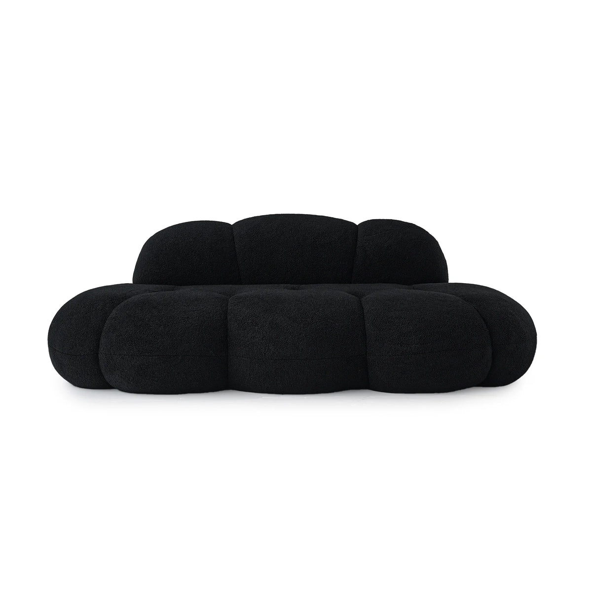 Essential 3-Seater black Teddy Velvet Couch Sectionals | 1-Piece, Teddy Velvet Fabric, Apartment Friendly
