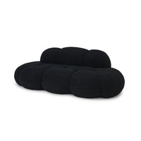 Essential Cloud Boneless Sofas | 1-Piece Teddy Velvet Black Loveseats 3-Seater