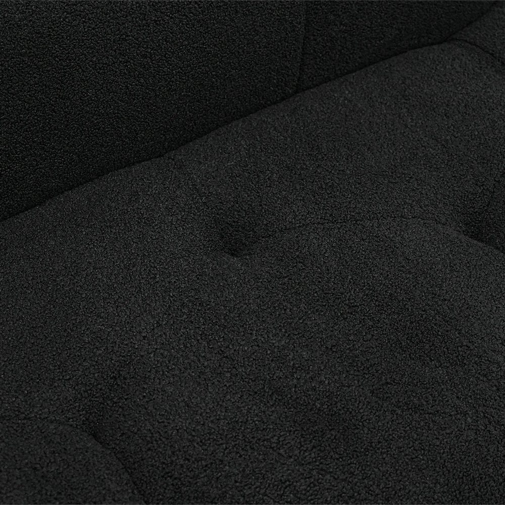 Essential Cloud Boneless Sofas | 1-Piece Teddy Velvet Black Loveseats 3-Seater