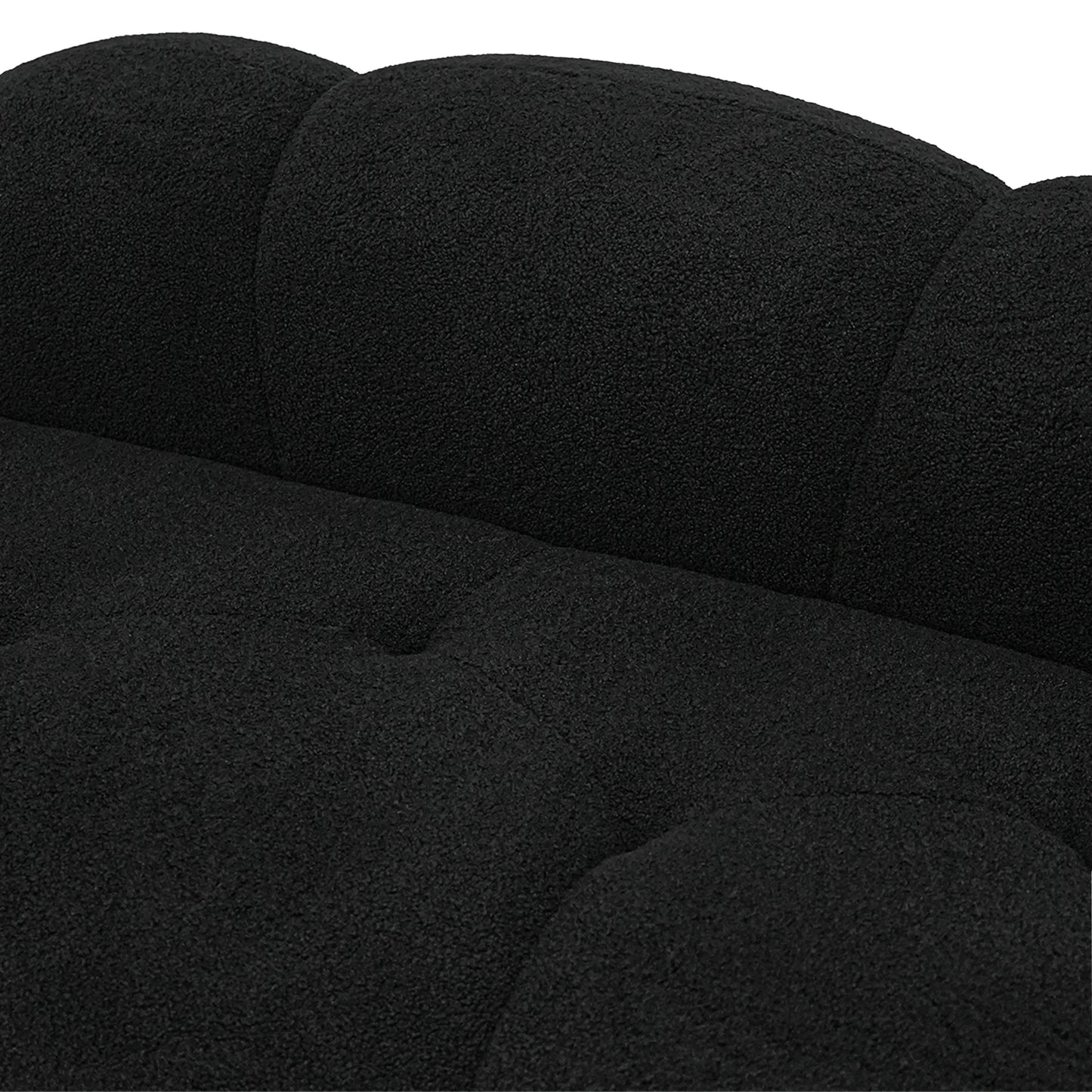 Essential Cloud Boneless Sofas | 1-Piece Teddy Velvet Black Loveseats 3-Seater