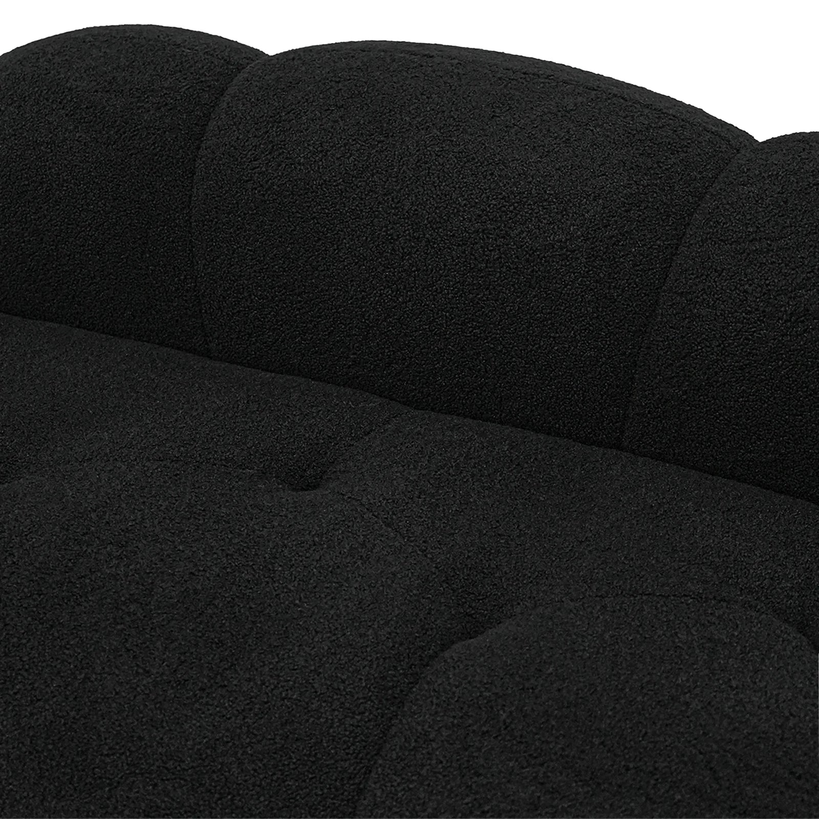Essential 3-Seater black Teddy Velvet Couch Sectionals | 1-Piece, Teddy Velvet Fabric, Apartment Friendly