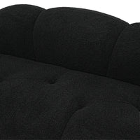 Essential Cloud Boneless Sofas | 1-Piece Teddy Velvet Black Loveseats 3-Seater