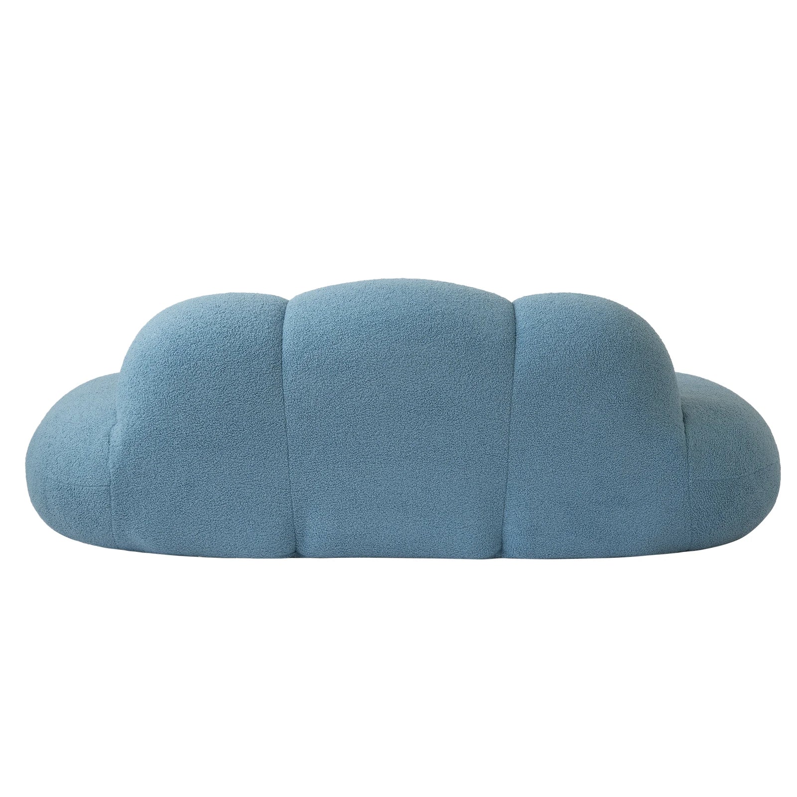 Essential 3-Seater blue Teddy Velvet Couch Sectionals | 1-Piece, Teddy Velvet Fabric, Small Space
