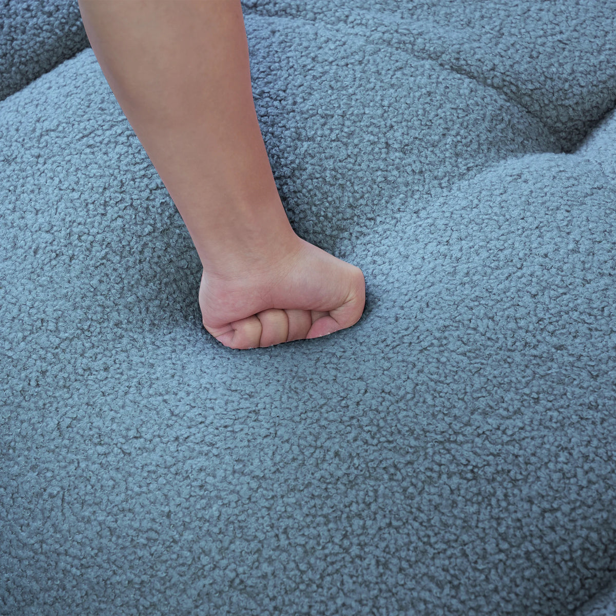 Essential Cloud Boneless Sofas | 1-Piece Teddy Velvet Blue Loveseats 3-Seater