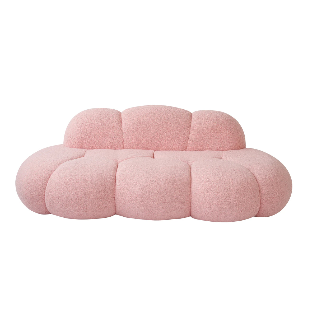 Essential Cloud Boneless Sofas | 1-Piece Teddy Velvet Pink Loveseats 3-Seater