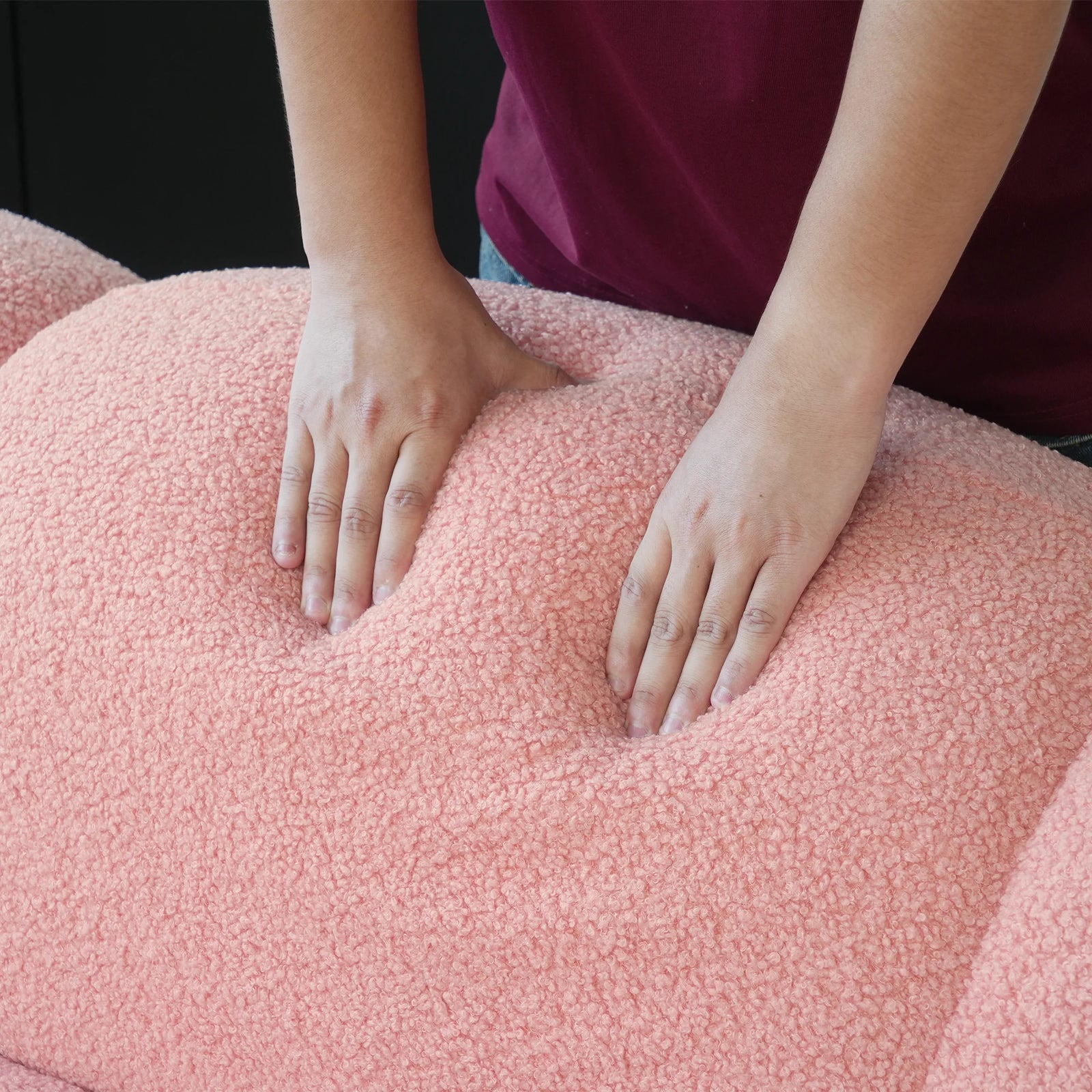 Essential 3-Seater pink Teddy Velvet Couch Sectionals | 1-Piece, Teddy Velvet Fabric, Apartment Friendly