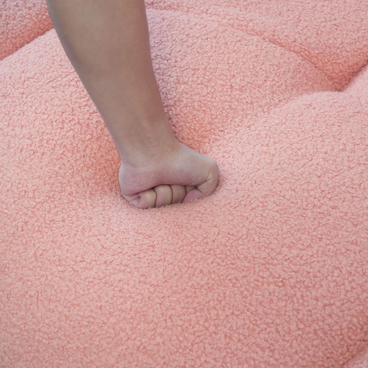 Essential Cloud Boneless Sofas | 1-Piece Teddy Velvet Pink Loveseats 3-Seater