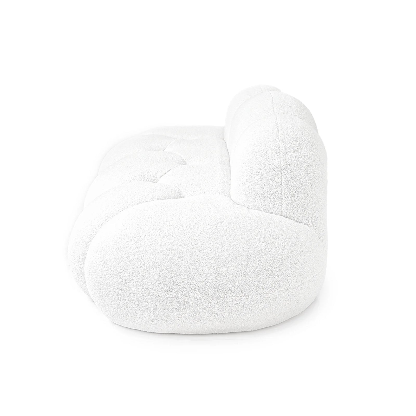 Seccionales de sofá esencial de 3 asientos de terciopelo Teddy blanco | 1 pieza, tela de terciopelo Teddy, diseño compacto