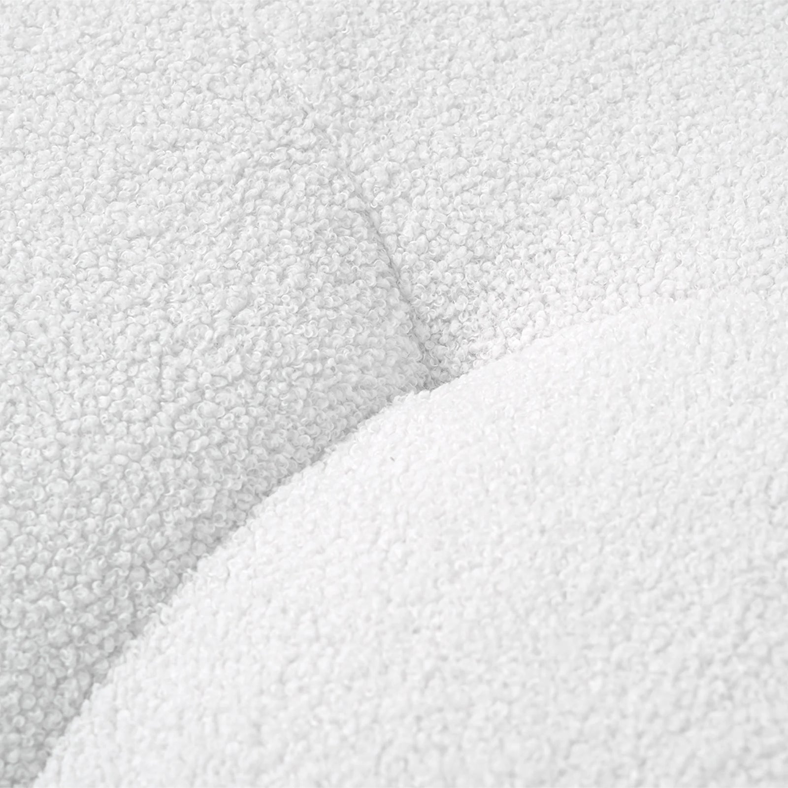 Seccionales de sofá esencial de 3 asientos de terciopelo Teddy blanco | 1 pieza, tela de terciopelo Teddy, diseño compacto