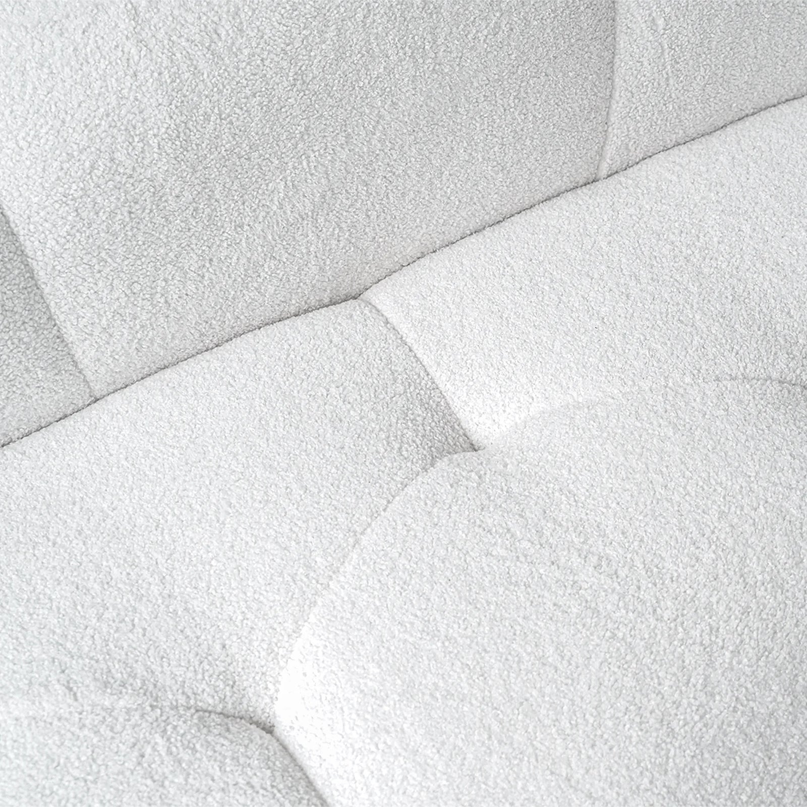 Seccionales de sofá esencial de 3 asientos de terciopelo Teddy blanco | 1 pieza, tela de terciopelo Teddy, diseño compacto