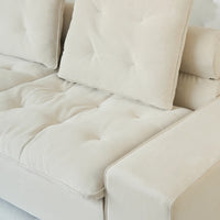 Deluxe Adjustable Cloud Sectional Sofas | Beige Frosted Velvet U shaped Sectionals 5-seaters with 1 Ottoman
