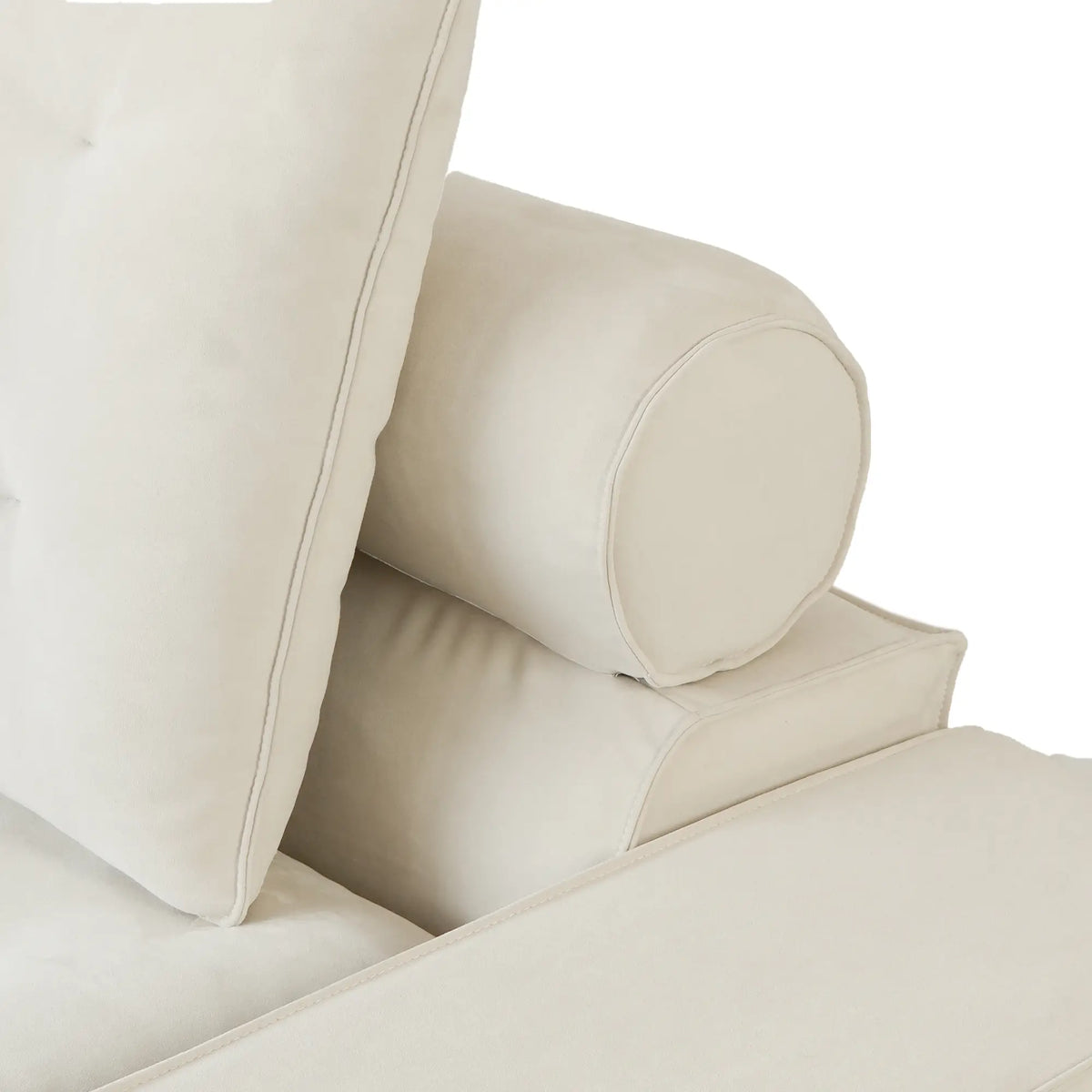 Deluxe Adjustable Cloud Sectional Sofas | 3-Piece Beige Frosted Velvet Chaise Sectionals 2-Seater