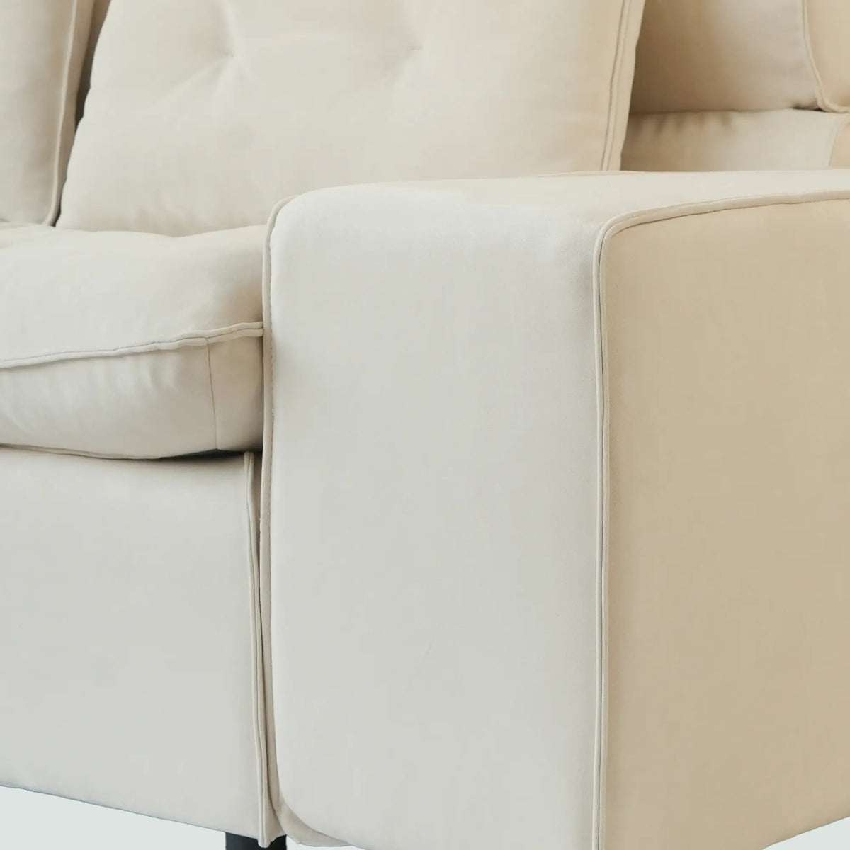 Deluxe Adjustable Cloud Sectional Sofas | 3-Piece Beige Frosted Velvet Chaise Sectionals 2-Seater