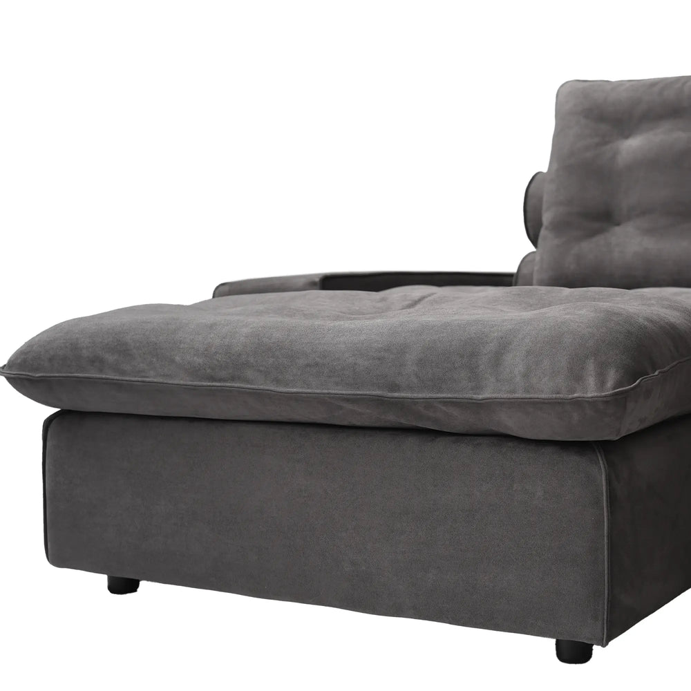 Deluxe Adjustable Cloud Sectional Sofas | Grey Frosted Velvet U shaped Sectionals 6-seaters