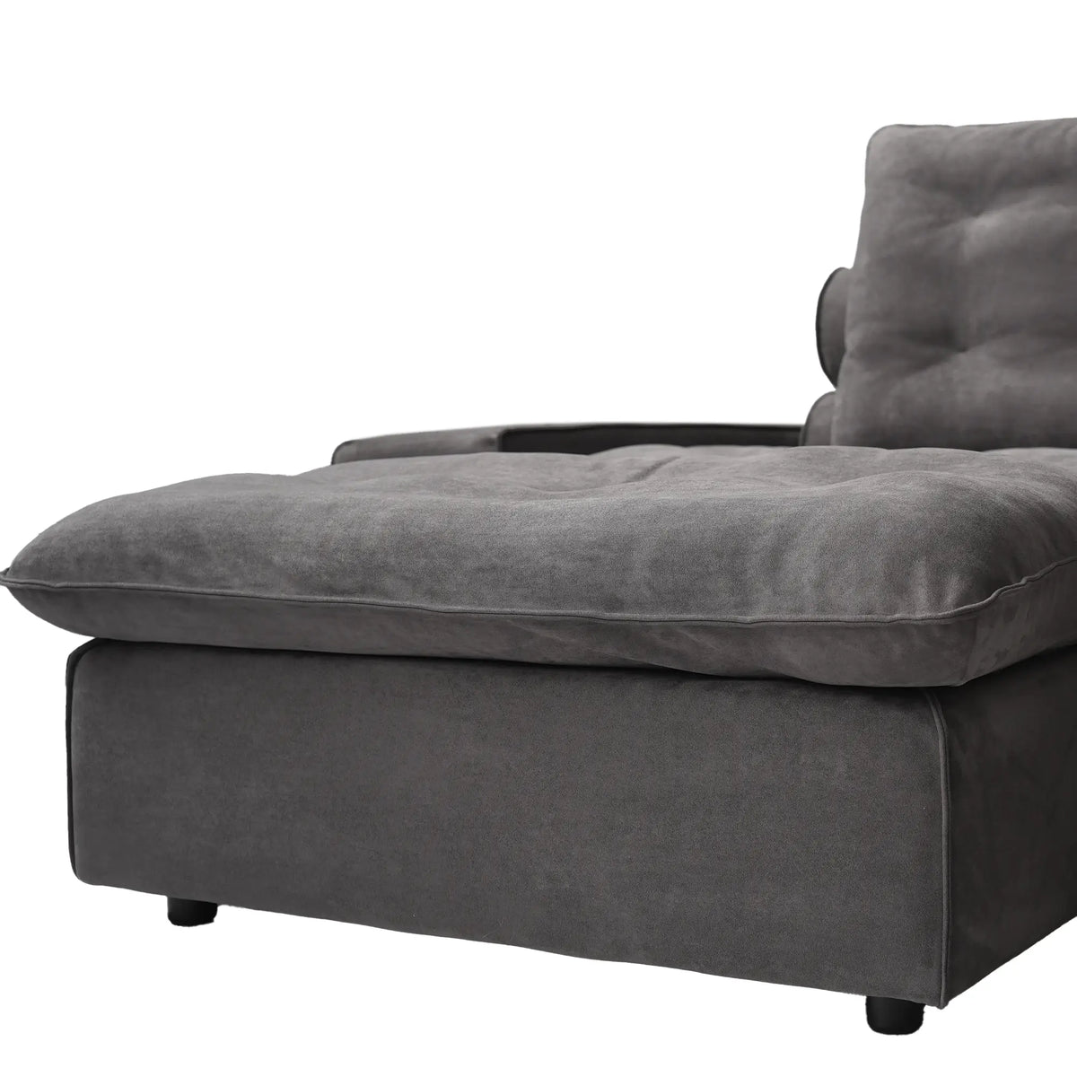 Deluxe Adjustable Cloud Sectional Sofas | 3-Piece Grey Frosted Velvet Loveseats 2-Seater