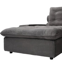 Deluxe Adjustable Cloud Sectional Sofas | Grey Frosted Velvet U shaped Sectionals 6-seaters