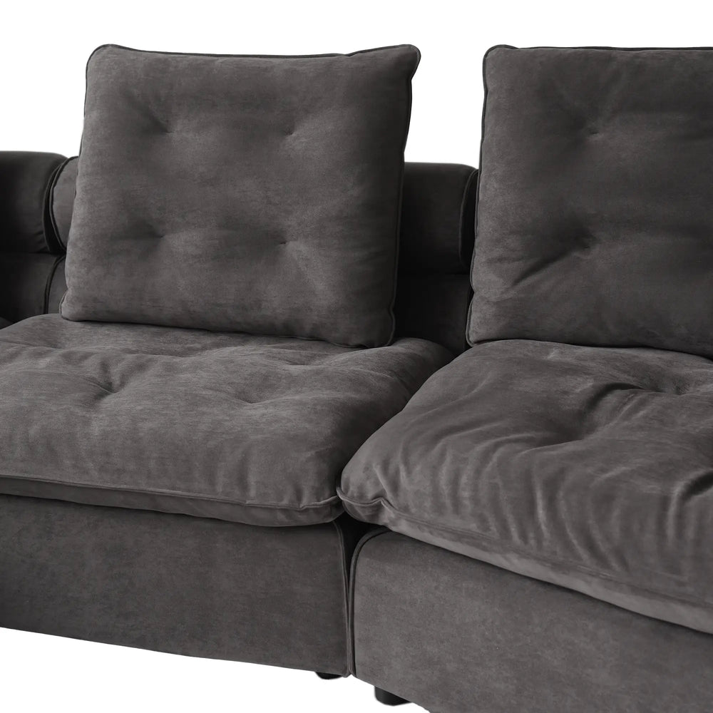 Deluxe Adjustable Cloud Sectional Sofas | Grey Frosted Velvet U shaped Sectionals 6-seaters