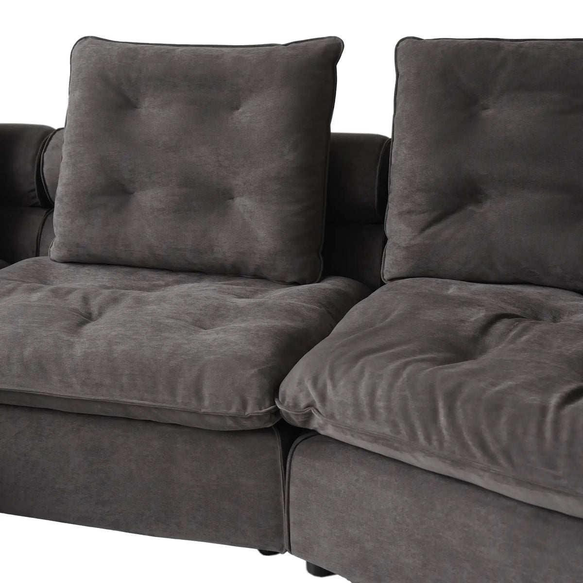 Deluxe Adjustable Cloud Sectional Sofas | 4-Piece Grey Frosted Velvet Couch Sectionals 4-Seater