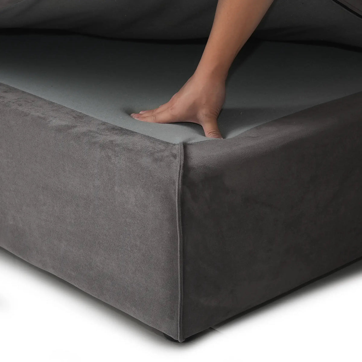 Deluxe Adjustable Cloud Sectional Sofas | 4-Piece Grey Frosted Velvet Couch Sectionals 4-Seater