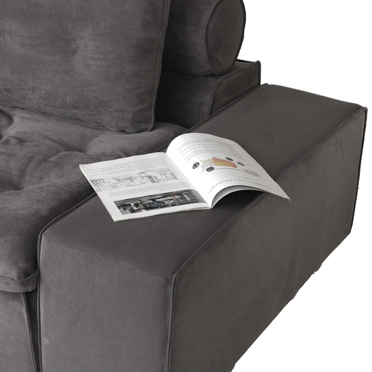 Deluxe Adjustable Cloud Sectional Sofas | 4-Piece Grey Frosted Velvet Couch Sectionals 4-Seater