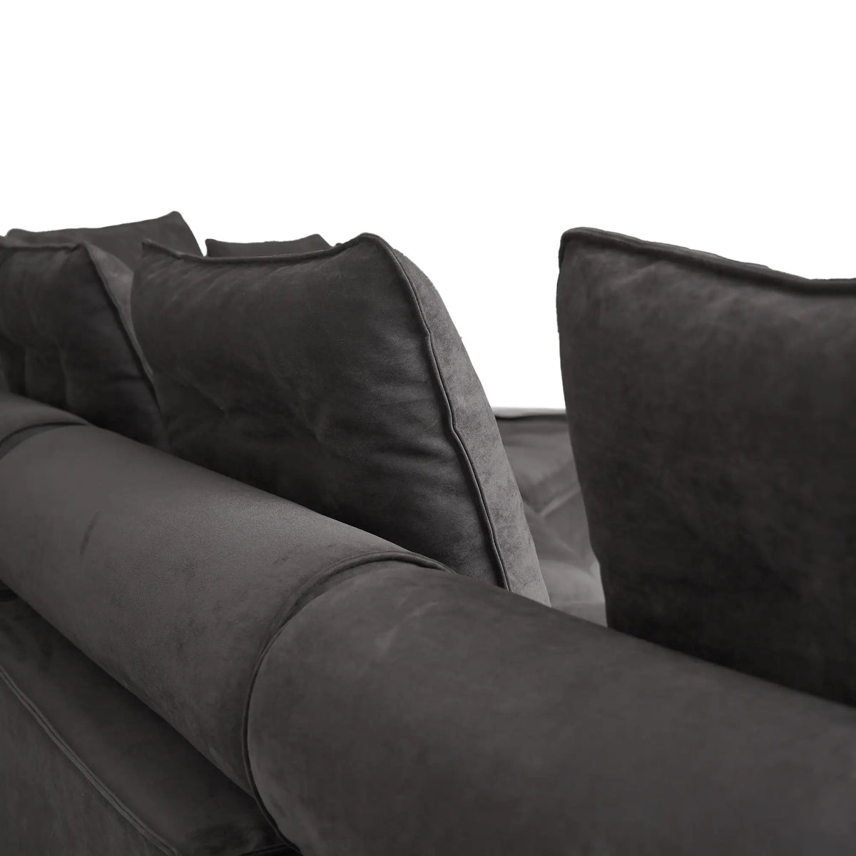 Deluxe Adjustable Cloud Sectional Sofas | 4-Piece Grey Frosted Velvet L-Shaped Sectionals 4-Seater