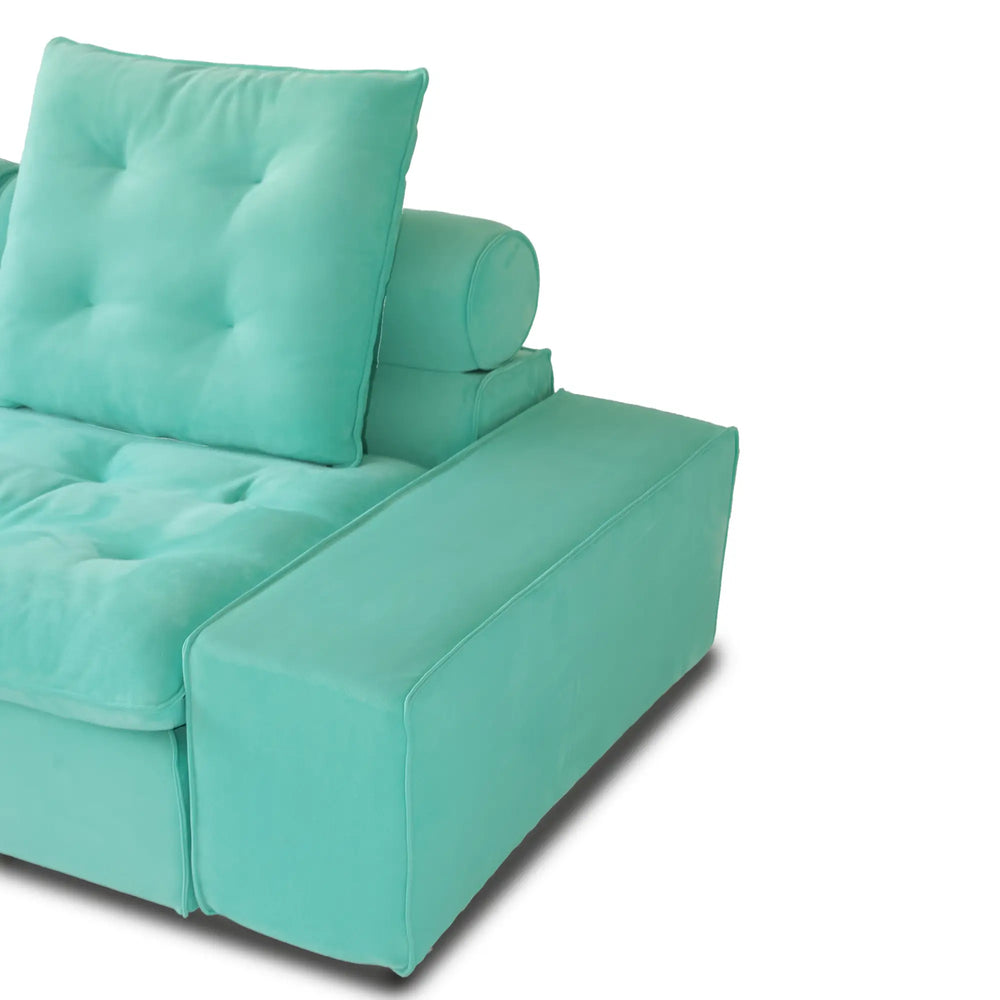 Deluxe Adjustable Cloud Sectional Sofas | Tiffany Blue Frosted Velvet Couch Sectionals 5-seaters with 1 Ottoman