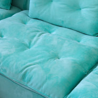 Deluxe Adjustable Cloud Sectional Sofas | Tiffany Blue Frosted Velvet U shaped Sectionals 4-seaters
