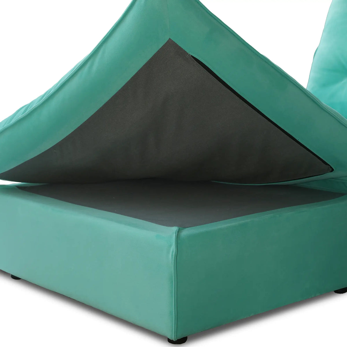 Deluxe Adjustable Cloud Sectional Sofas | 5-Piece Tiffany Blue Frosted Velvet L-Shaped Sectionals 5-Seater