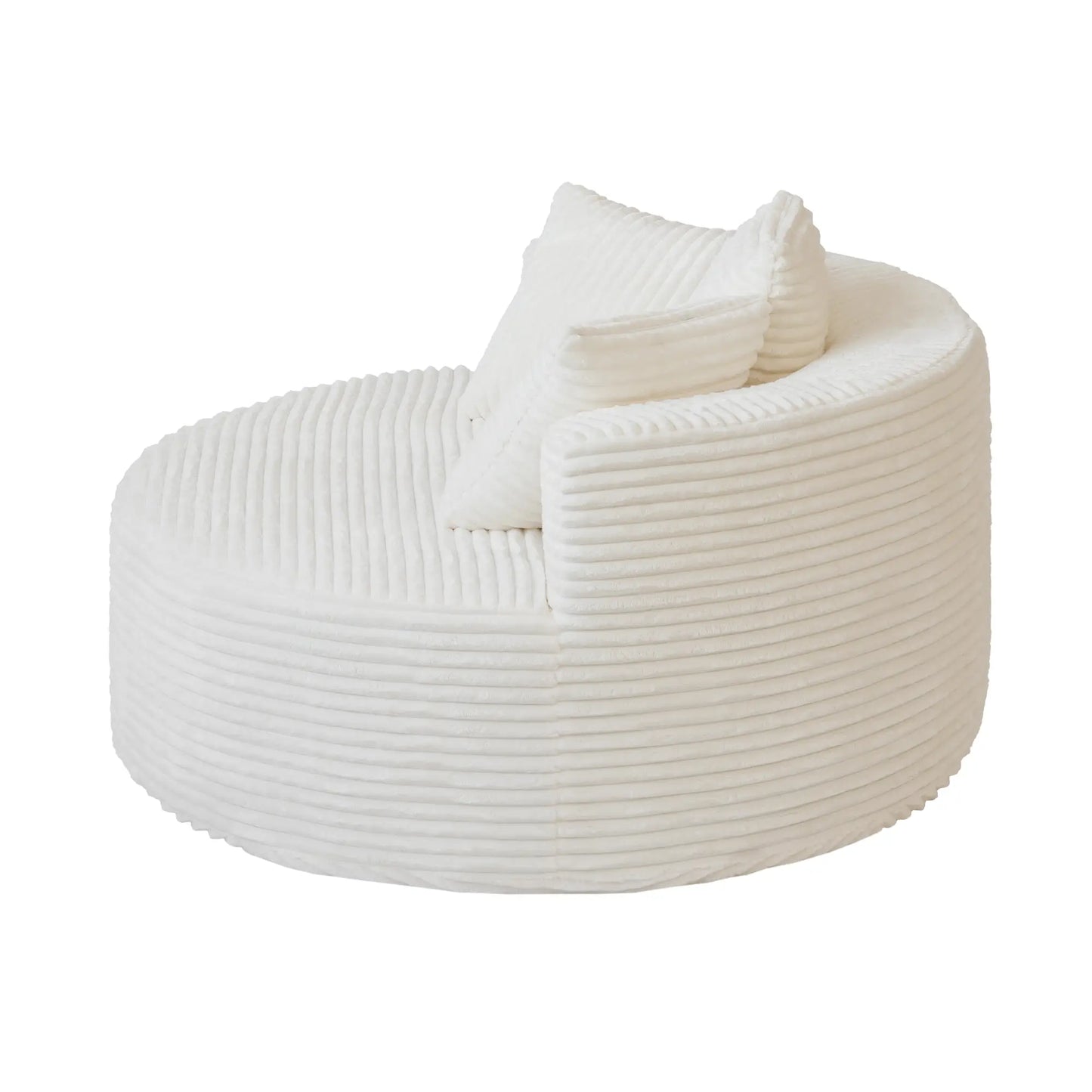 Sofás Essential Round Boneless | Sofá individual de una plaza en tela afelpada beige