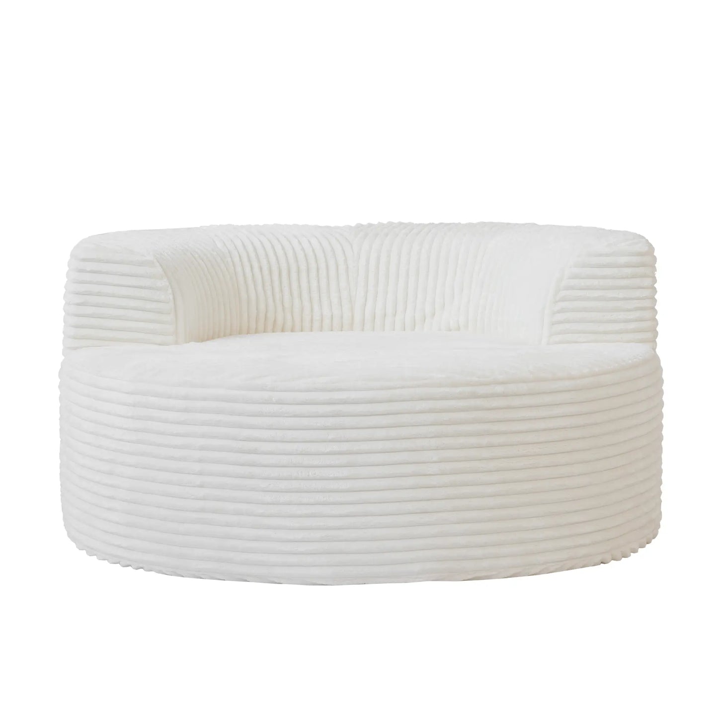 Sofás Essential Round Boneless | Sofá individual de una plaza en tela afelpada beige