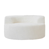 Sofás Essential Round Boneless | Sofá individual de una plaza en tela afelpada beige