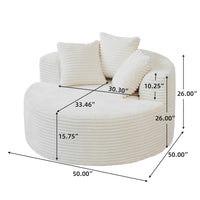 Sofás Essential Round Boneless | Sofá individual de una plaza en tela afelpada beige