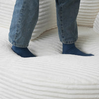 Sofás Essential Round Boneless | Sofá individual de una plaza en tela afelpada beige